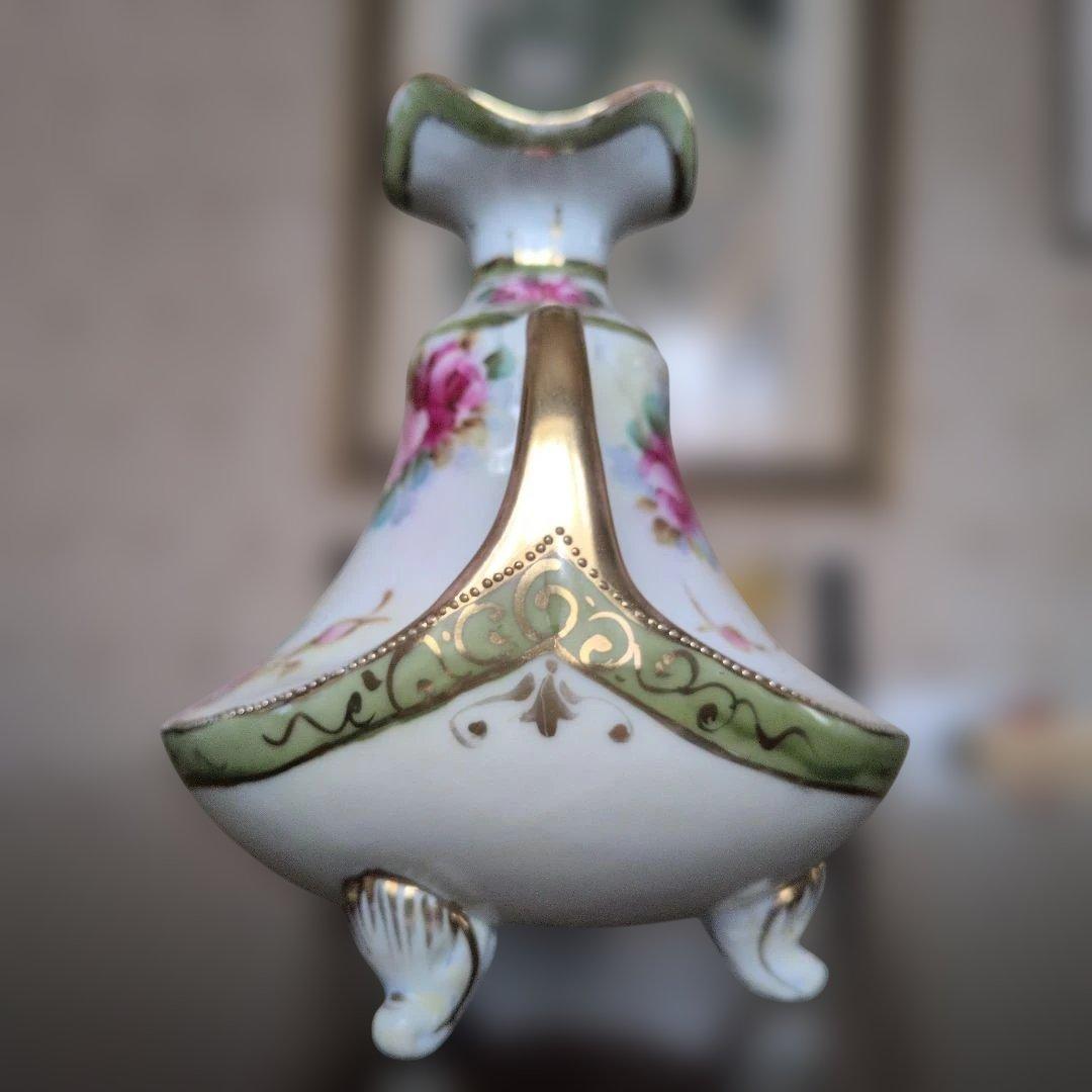 オールドノリタケ（ニッポン印）両手付薔薇花瓶 美術品・アンティーク