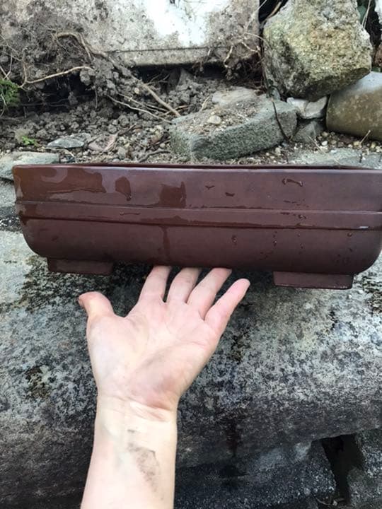 盆栽鉢　時代長方盆栽鉢水庄園 盆栽鉢 時代盆栽鉢水庄園雲足枠有長方鉢