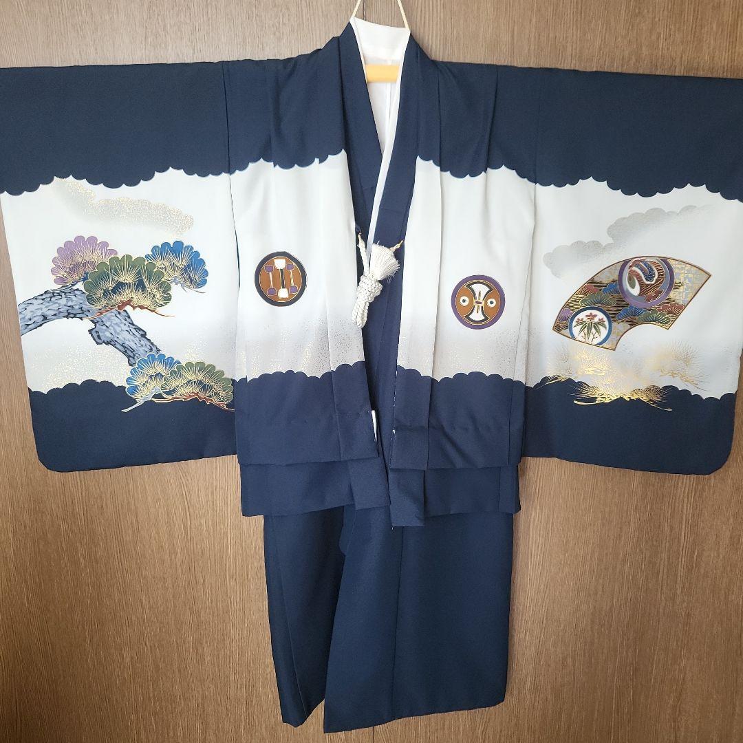 七五三用　5歳　男児　美品　紺　日本製　一式セット