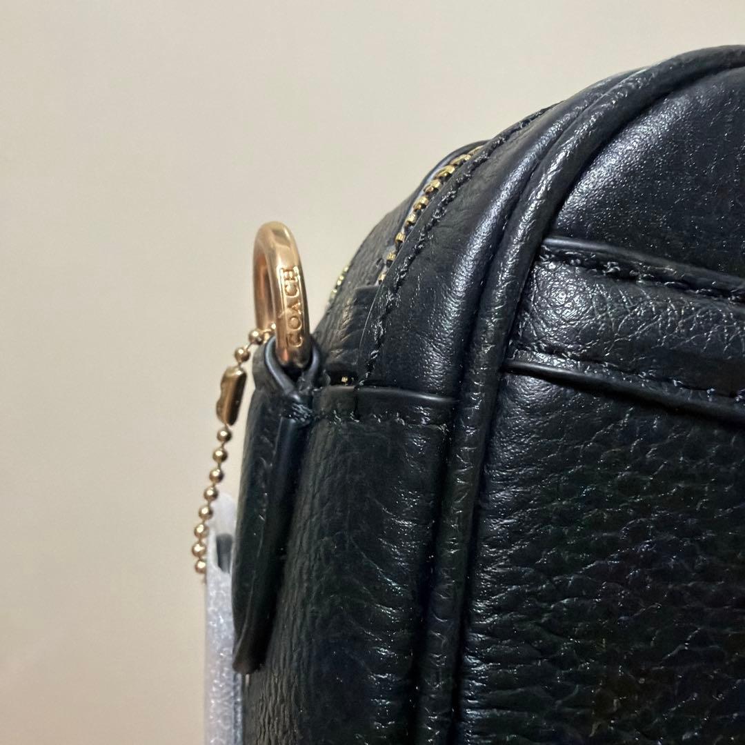 未使用品コーチ Wファスナー カメラバッグ ショルダーバッグ ホースロゴ シボ革