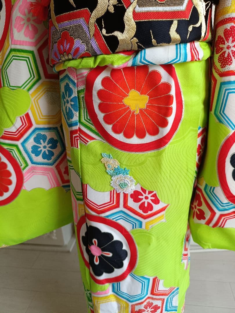 専用です☆アンティーク黄緑の着物とだらり帯セット