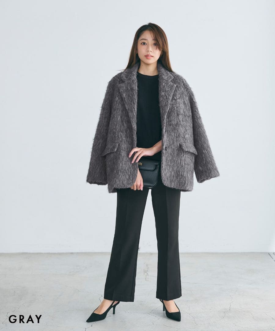 新品タグ付き】basement online モヘアシャギージャケットコート