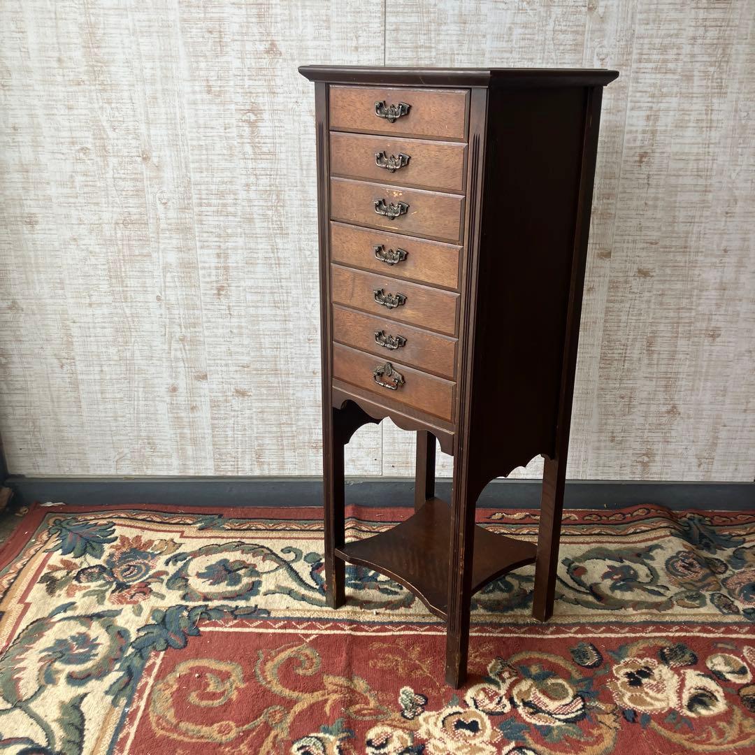 昭和レトロ 真和工芸 木製コンソールテーブル コールキャビネット 電話