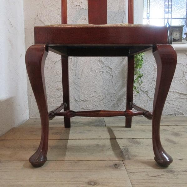 イギリス アンティーク 家具 クイーンアンチェア 猫脚 椅子 英国 4636d