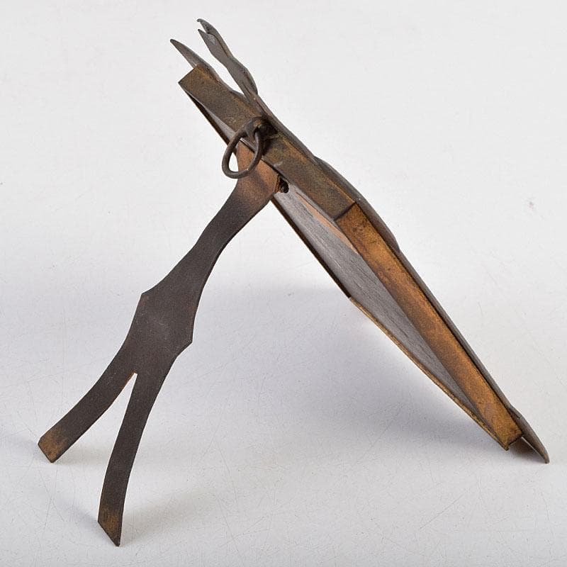 キリスト教　陶器製　聖像画　イコン　聖母子　銅製フレーム　M　R9408