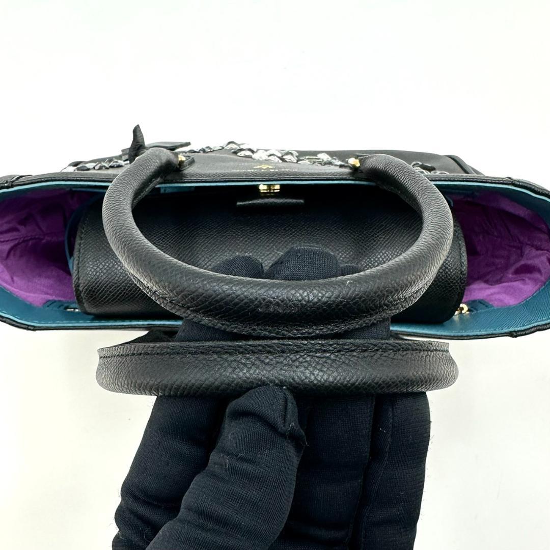 A.D.M.J. スワロフスキー ビジュー ハンドバッグ トートバッグ ブラック