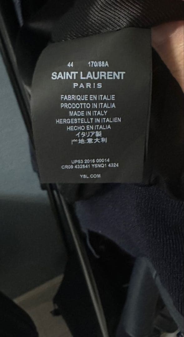 Saint Laurent ネイビー レザー ライダース ジャケット44