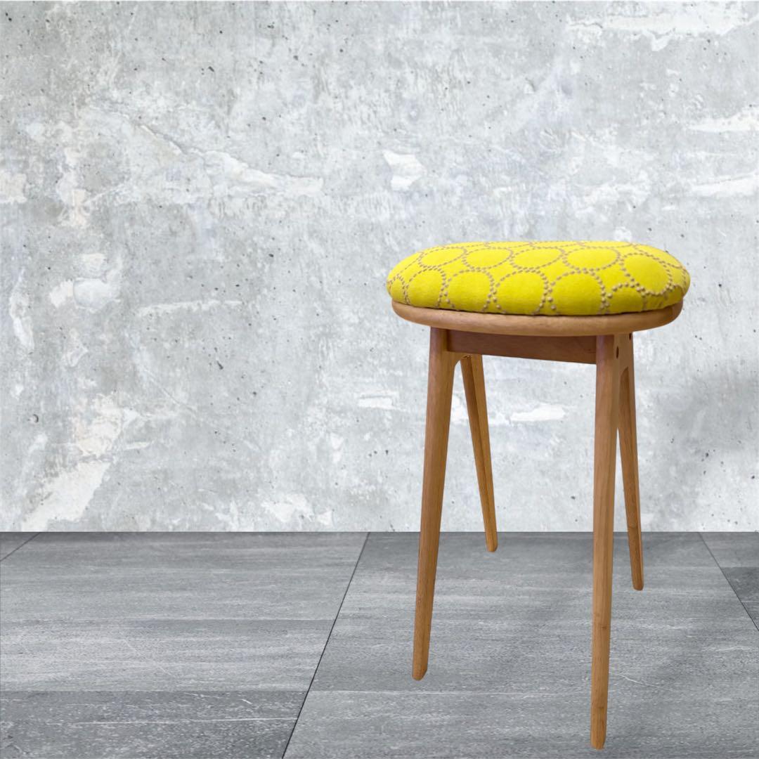 【北欧スタイル】ミナペルホネン生地使用スツール　イス　家具　ハイスツール