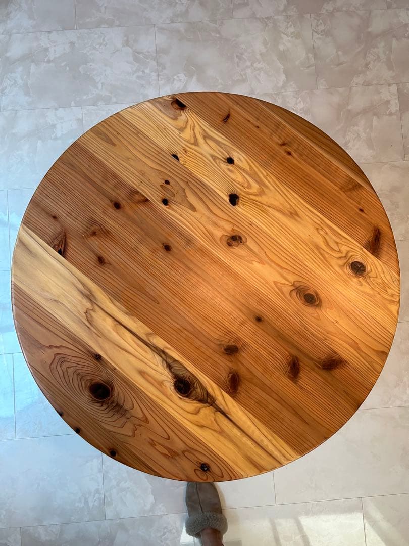 TOMOSUラウンドテーブル 丸テーブル ハンドメイド 天然木 直径80cm