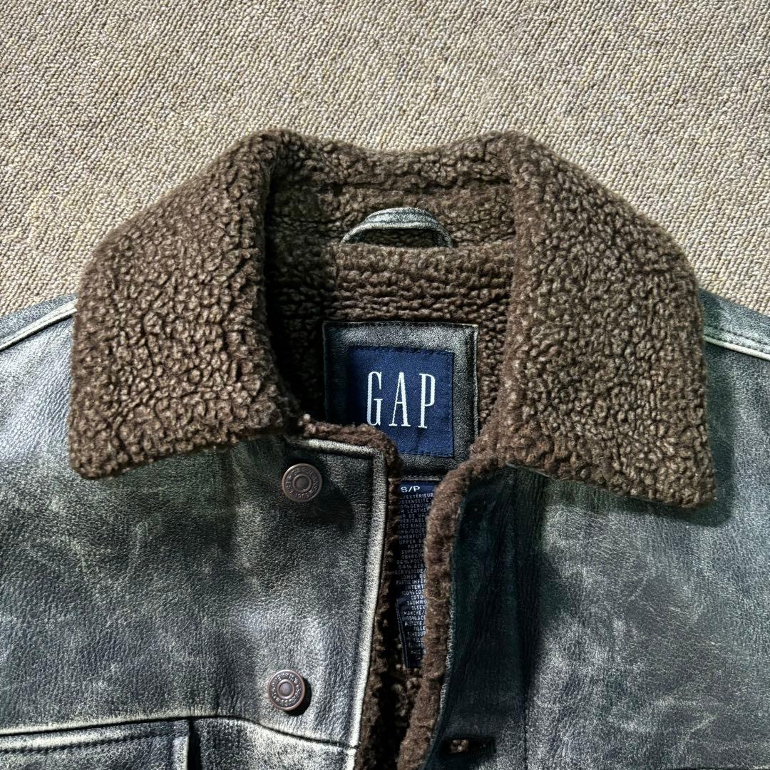OLD GAP 90s レザージャケット 牛革 裏ボア ヴィンテージ加工 美品