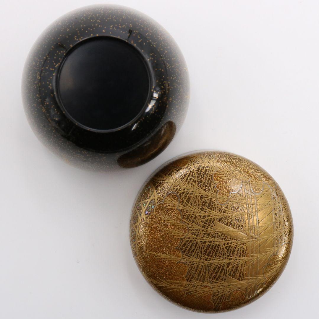 久保縫春作 芽張柳蒔絵 中棗 茶道具 共箱 AW784 N2