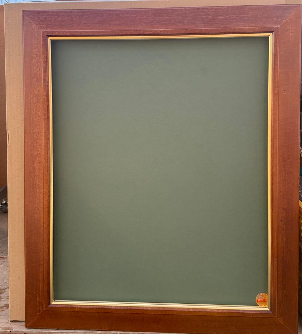 F15サイズブラウン木製油彩額縁 一回のみ使用前面ガラス＆供箱付き1/27倉庫① F15サイズブラウン木製油彩額縁 一回のみ使用前面ガラス＆供箱付き1/27