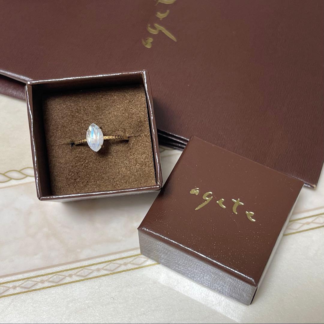 agete ホワイトラブラドライト リング K10 アガット