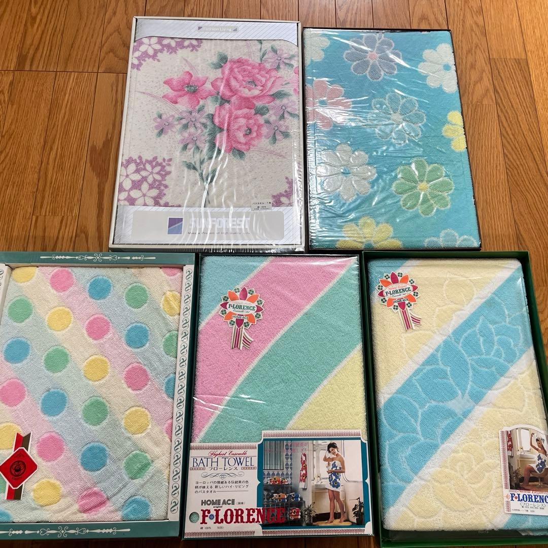 昭和レトロ バスタオル 11箱12枚 大量 まとめ売り レトロポップ 当時物