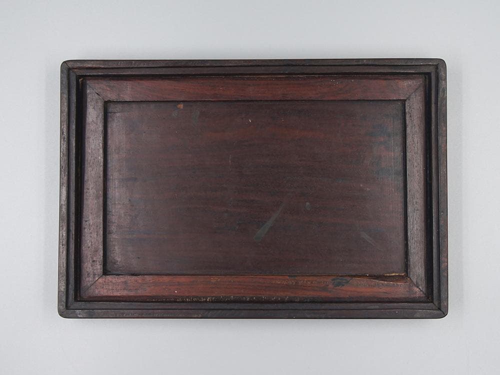 木】 ☆ 竹木 黄花梨木四方硯盒 ☆ 清朝期 鬼顔 麦