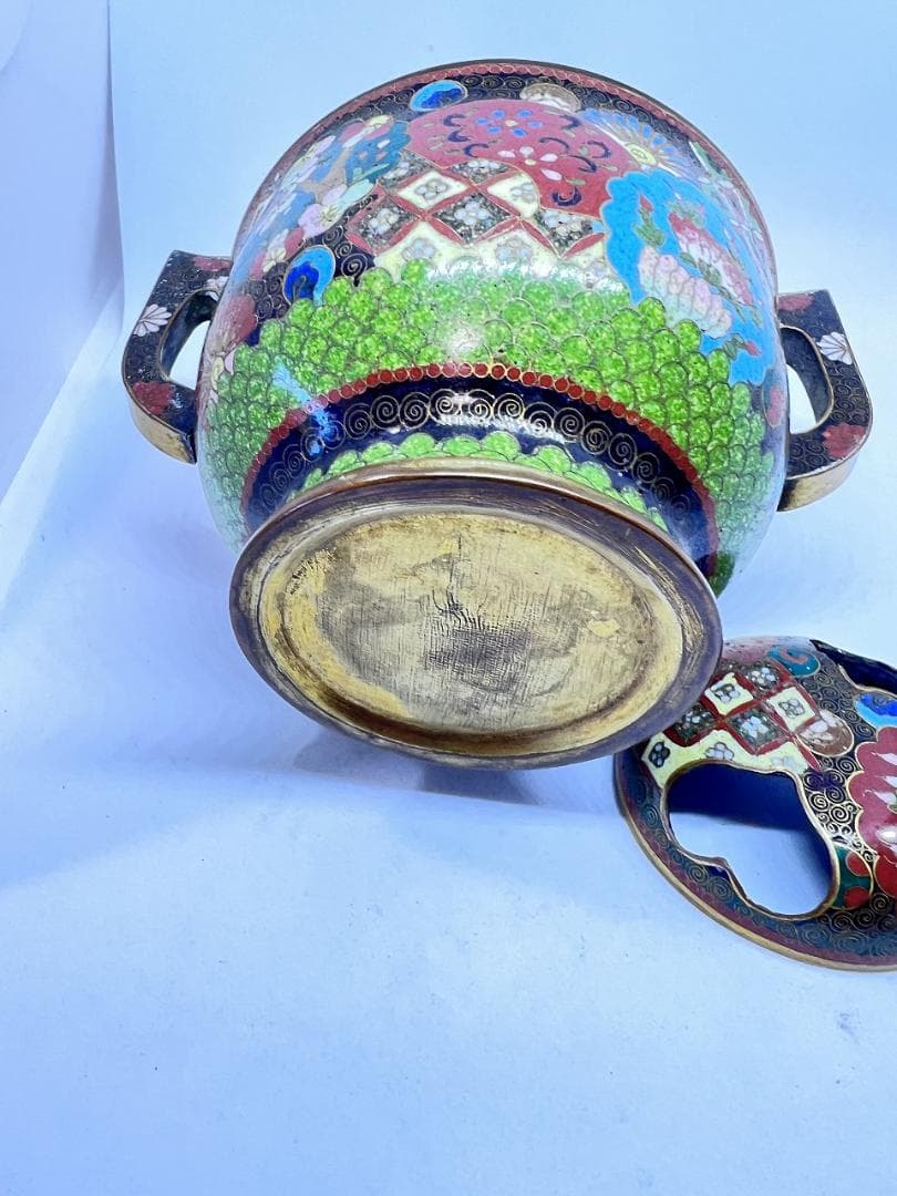 七宝香炉 蓋付き 明治期 合せ箱 花草紋 菊 梅 W12×D10×H9㎝ - メルカリ