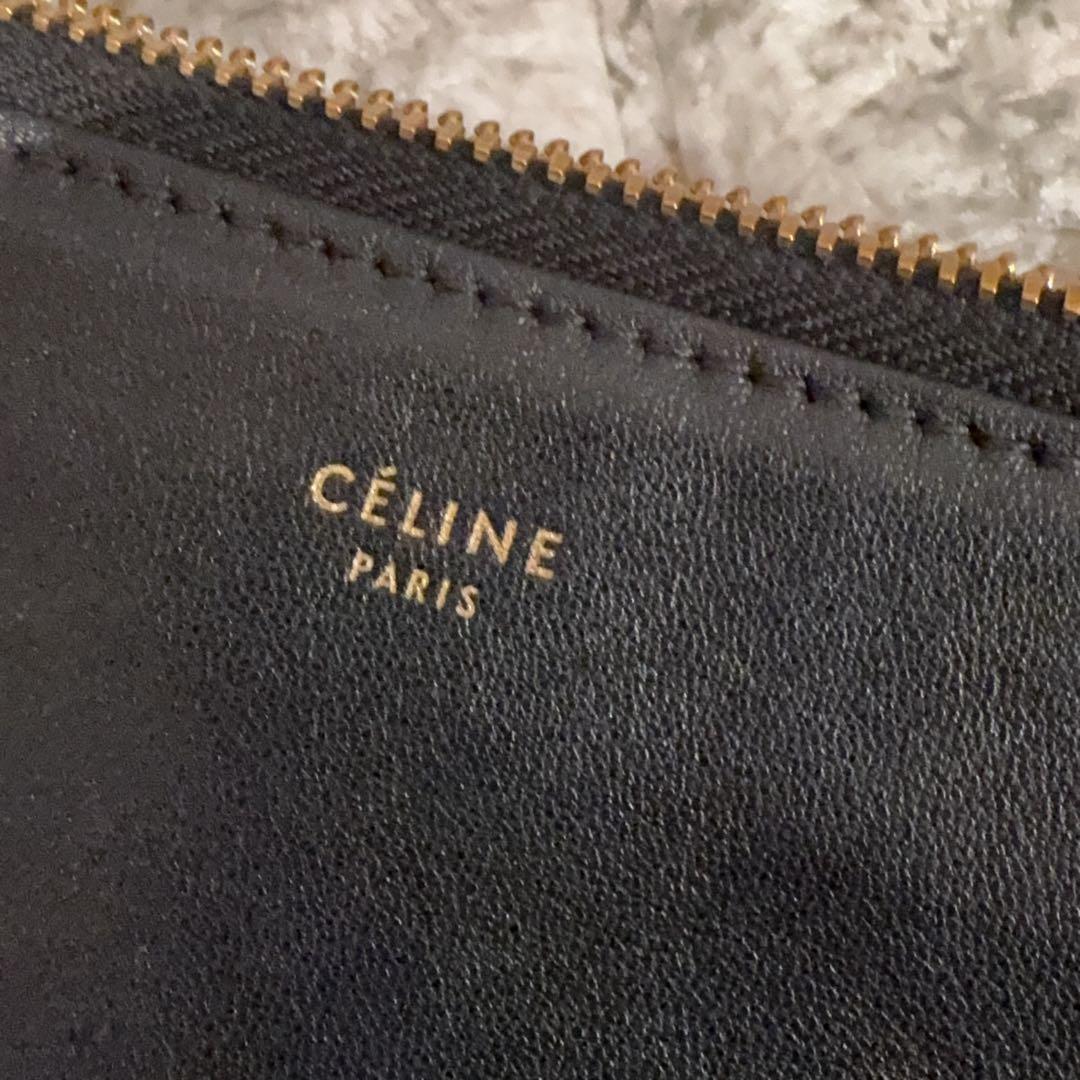 美品 大人気 旧ロゴ セリーヌ トリオ ブラック ショルダー ラージ