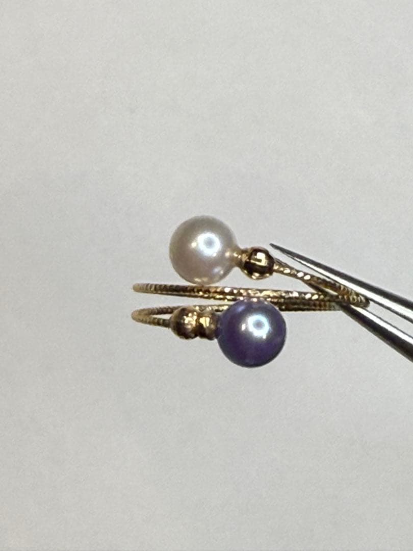 あこやパール　ラベンダーandホワイト　k18フリーリング