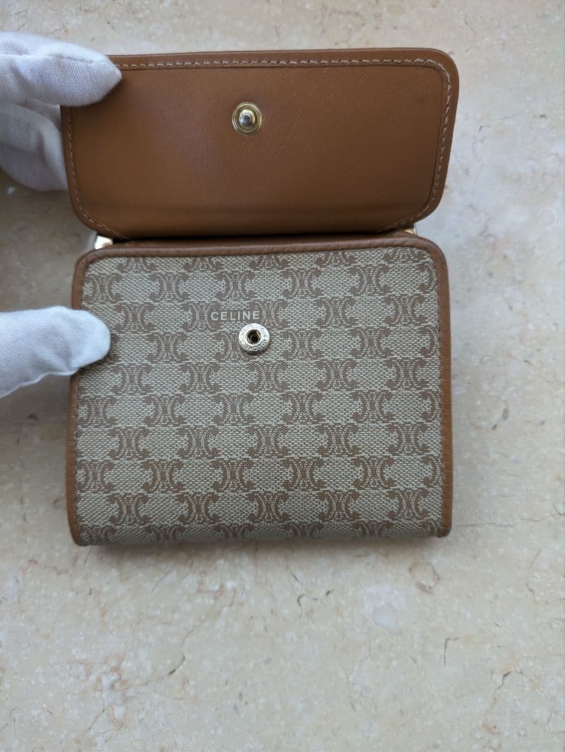 CELINE オールド 三つ折り財布 コンパクトウォレット ミニ財布 マカダム柄