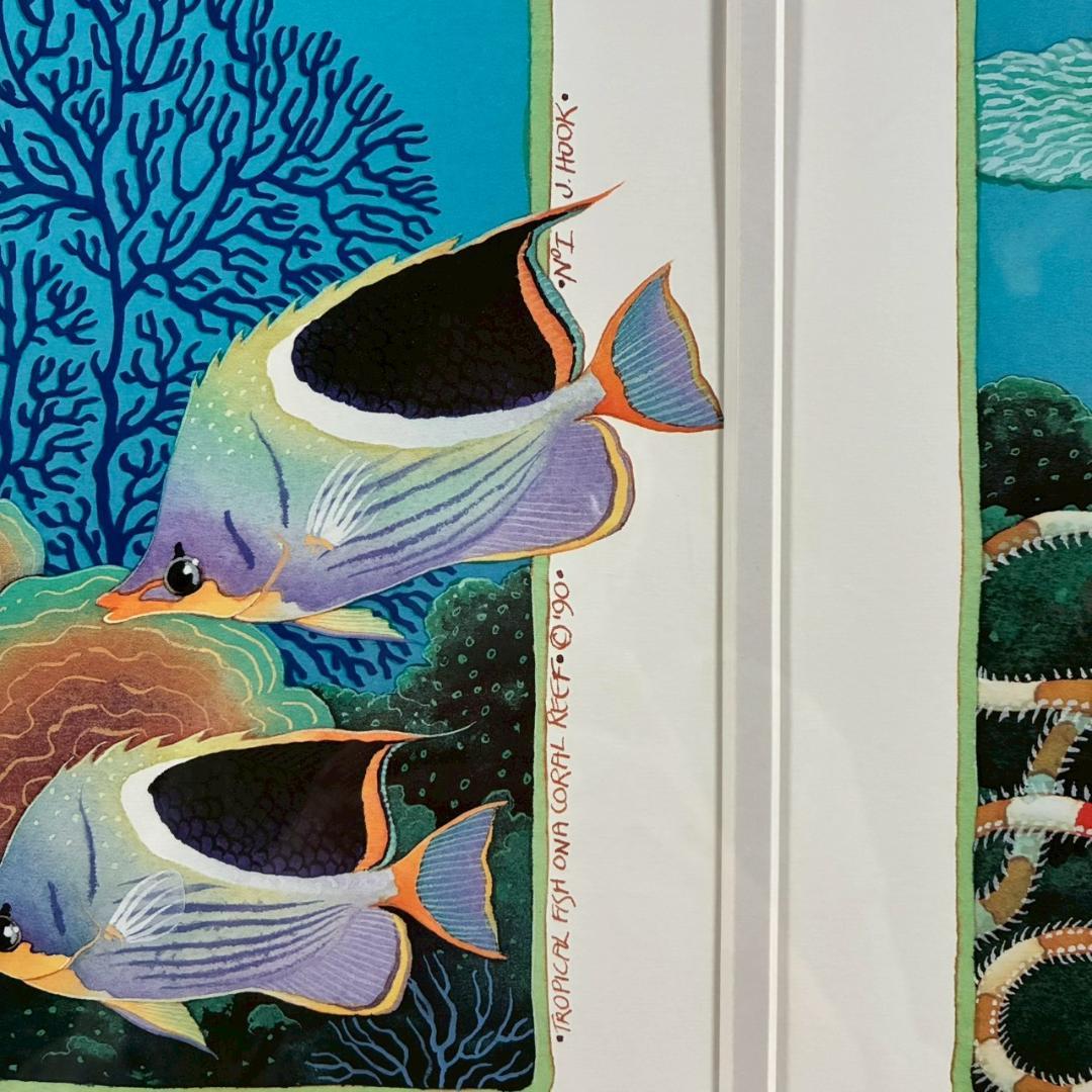 ジョアン・フック「サンゴ礁の熱帯魚」リトグラフ2点 大作 直筆サイン