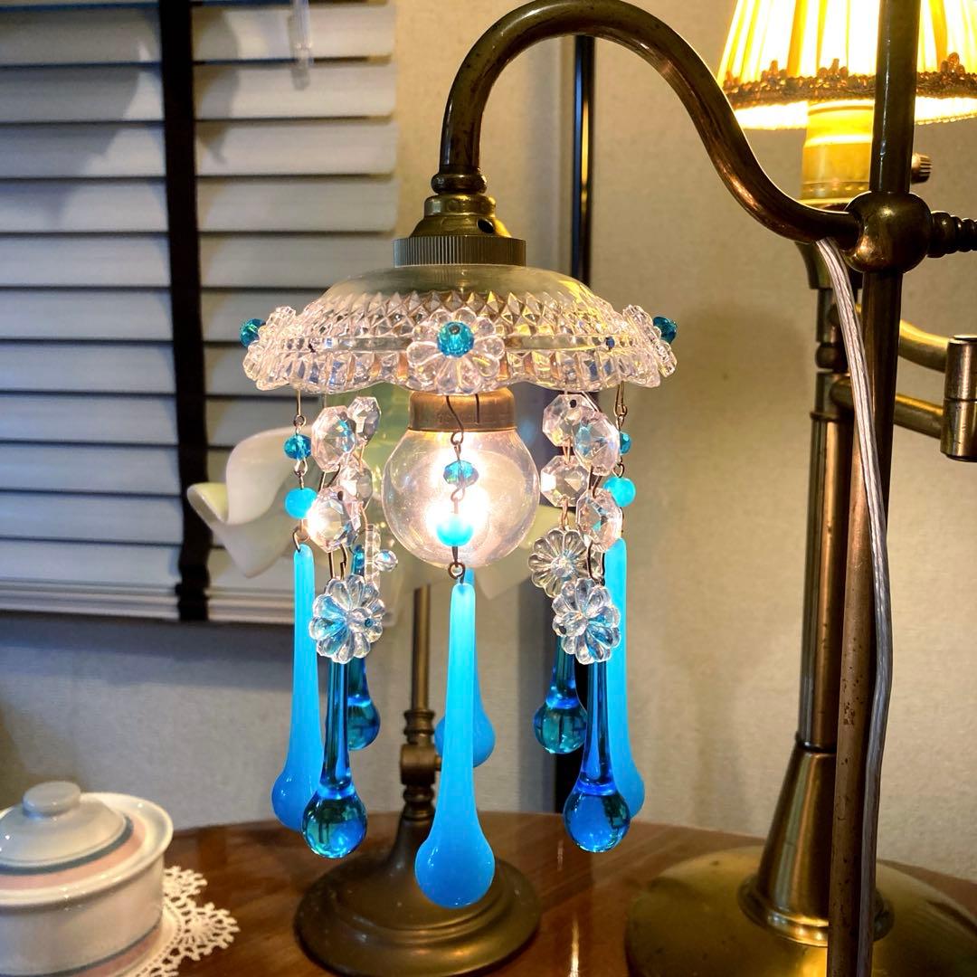 ミニシャンデリア（青の世界） フランス アンティーク シェード 1910年