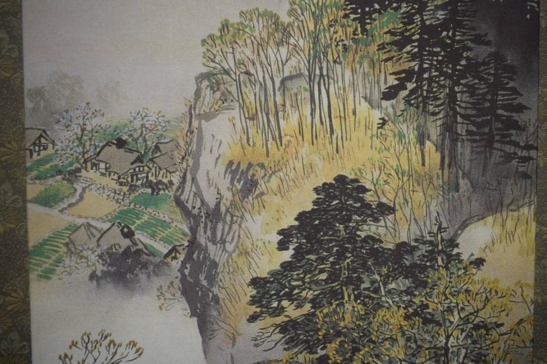 複製/川合玉堂/渓村春信/工芸/桐共箱付/布袋屋掛軸HH-362