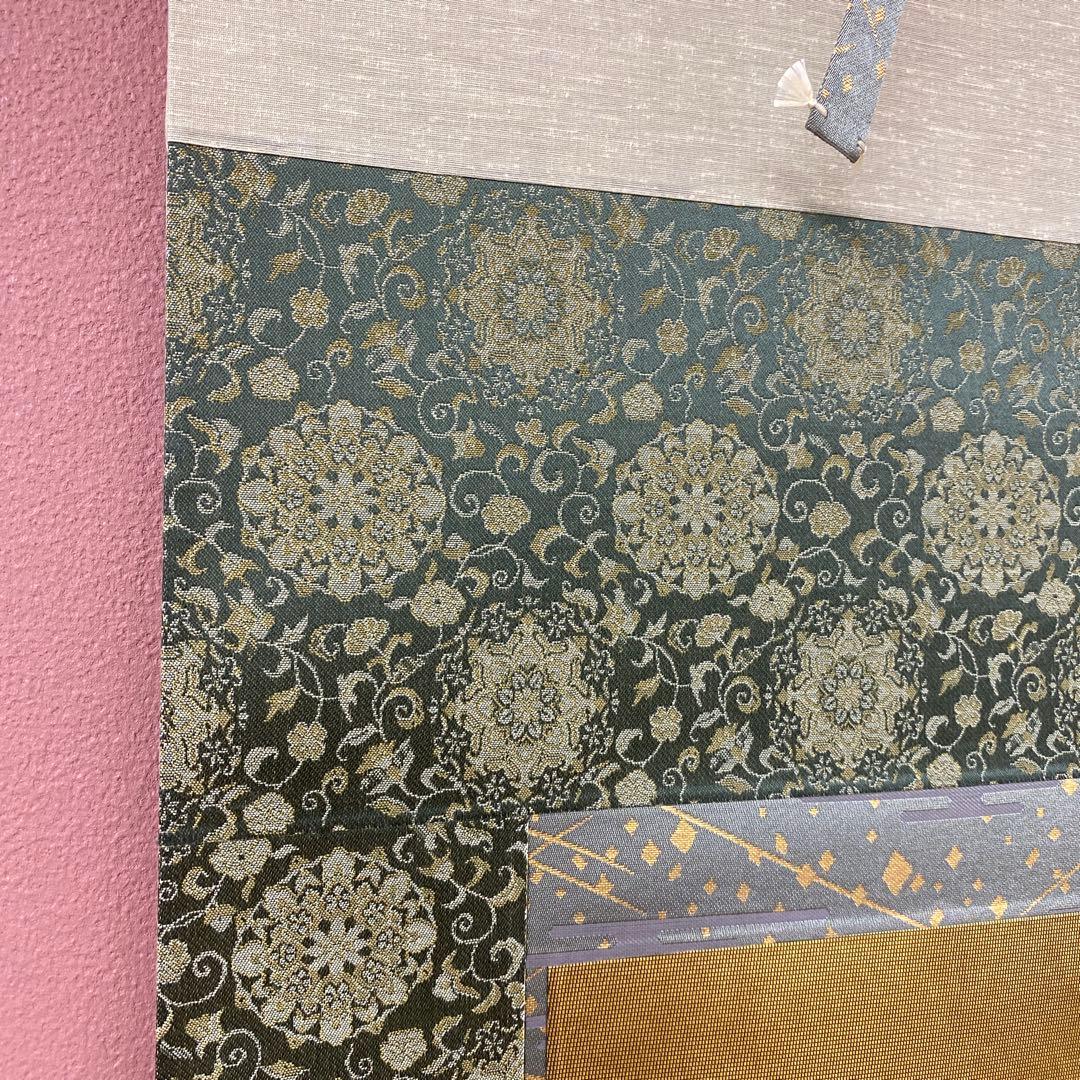 美品 掛け軸 純金螺鈿漆箔緯錦織「風神雷神」琳派 無月作 双幅 2本セット