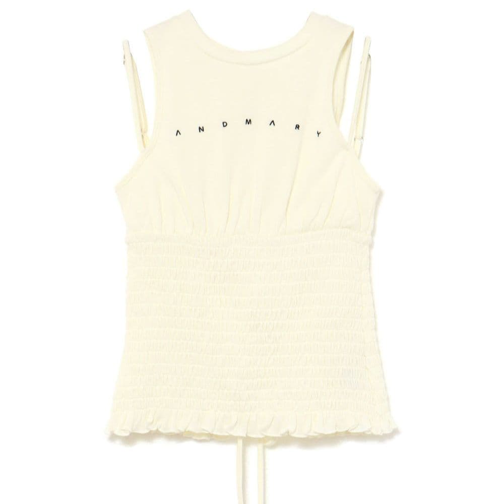 トップス Andmary Ami shirring logo tops white