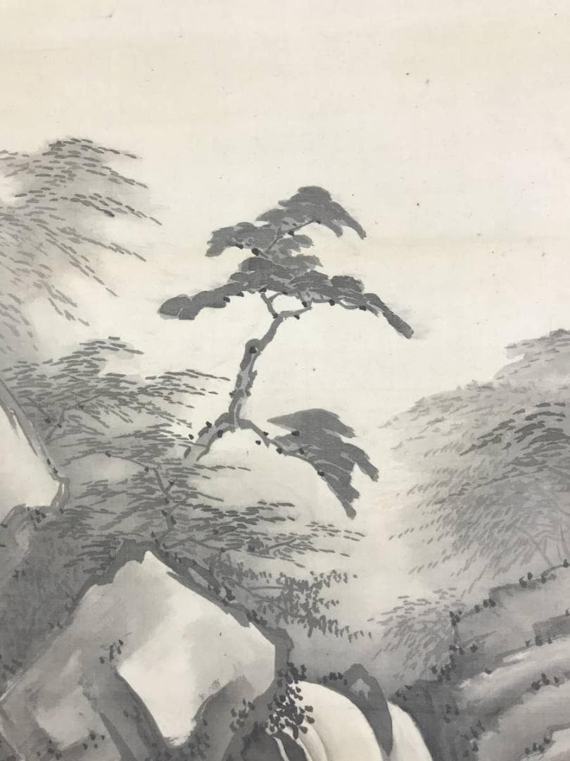 【真作】師氏貫行/滝山水図/掛軸/名家伝来/AD-164