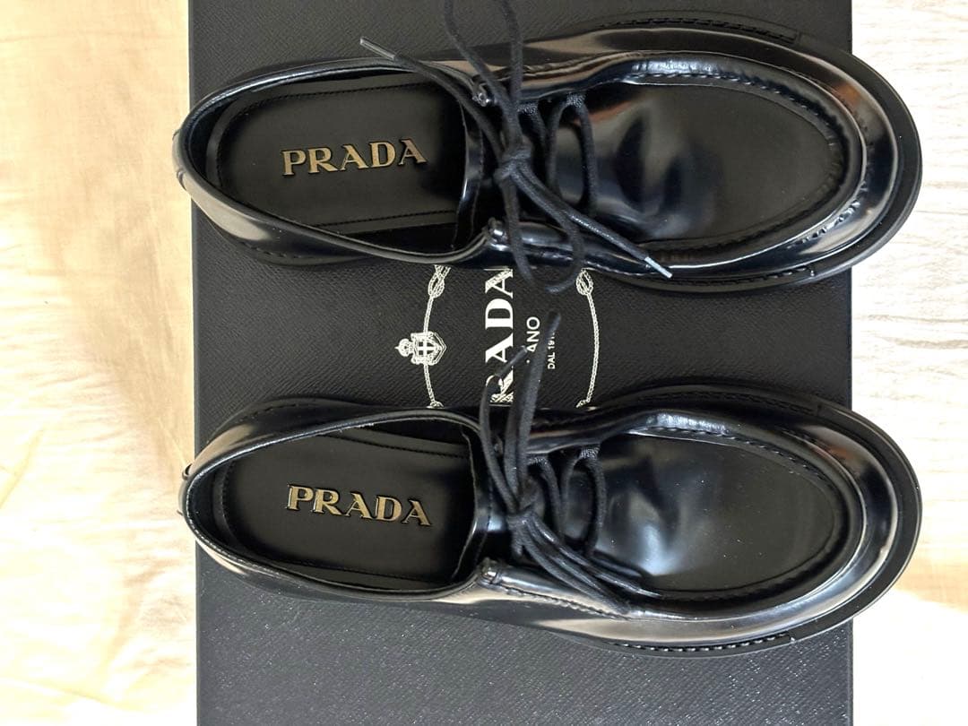 PRADA ダイアパソン レザー 23AW 黒 革靴 26cm