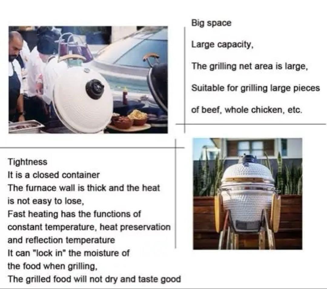 セラミック製チャコールBBQグリル, グリルカバー付き