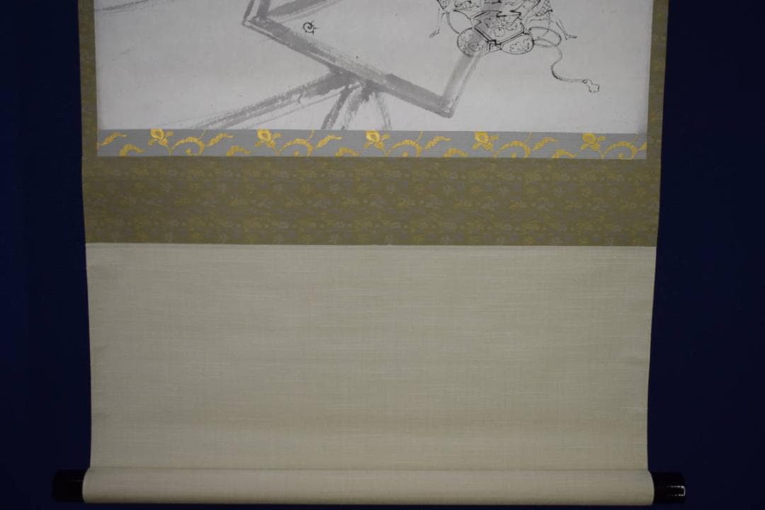 不詳/作者不明/ネズミ図/鼠/干支/子/横物/タトウ箱付/布袋屋掛軸HJ-481