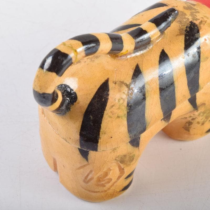 茶道具 京焼 清水六兵衛造 色絵 虎香合 干支 共箱 V 8807