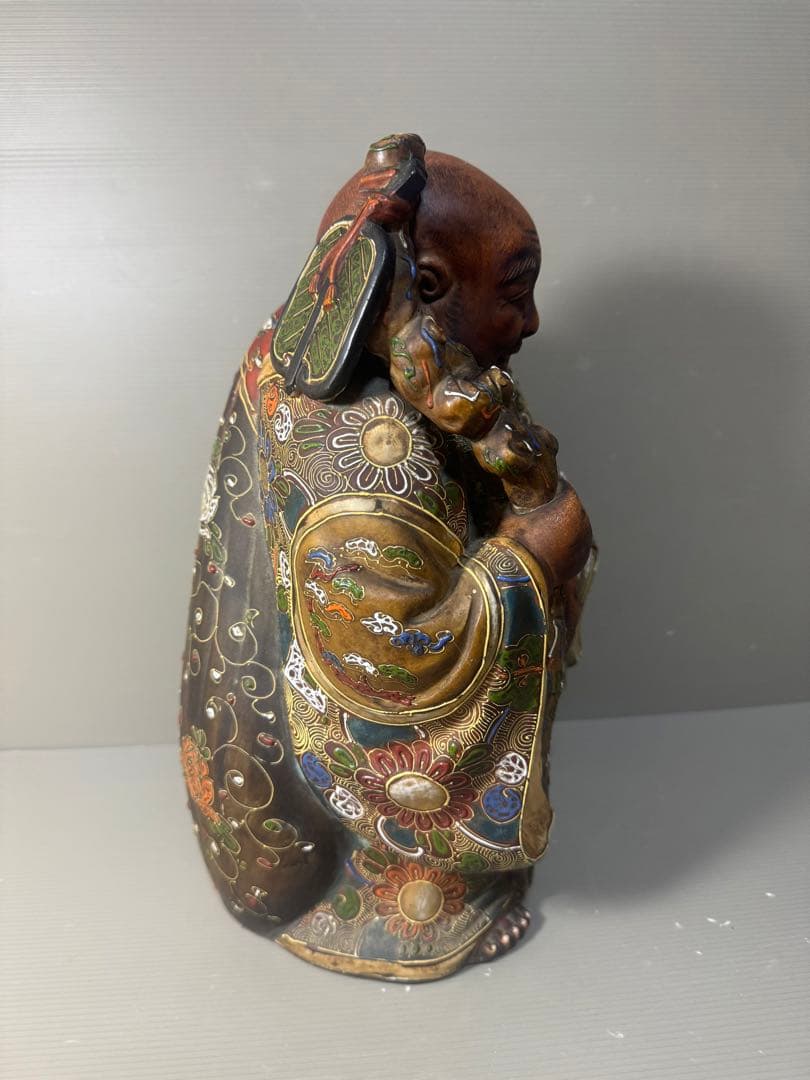 2593 九谷焼 布袋様 置物 陶芸 七福神 縁起物 時代物