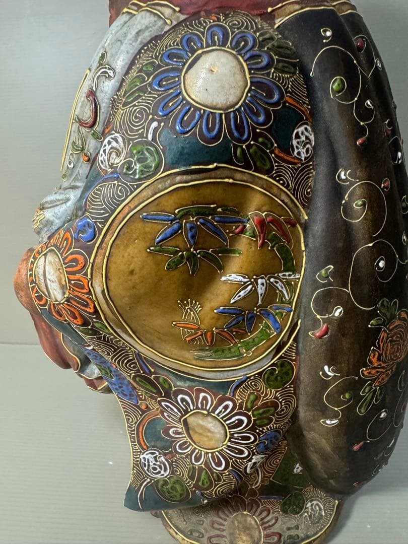 2593 九谷焼 布袋様 置物 陶芸 七福神 縁起物 時代物