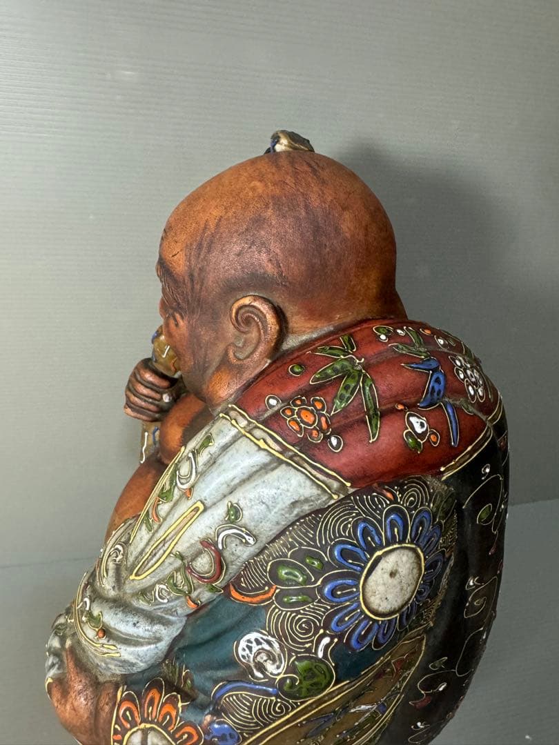 2593 九谷焼 布袋様 置物 陶芸 七福神 縁起物 時代物