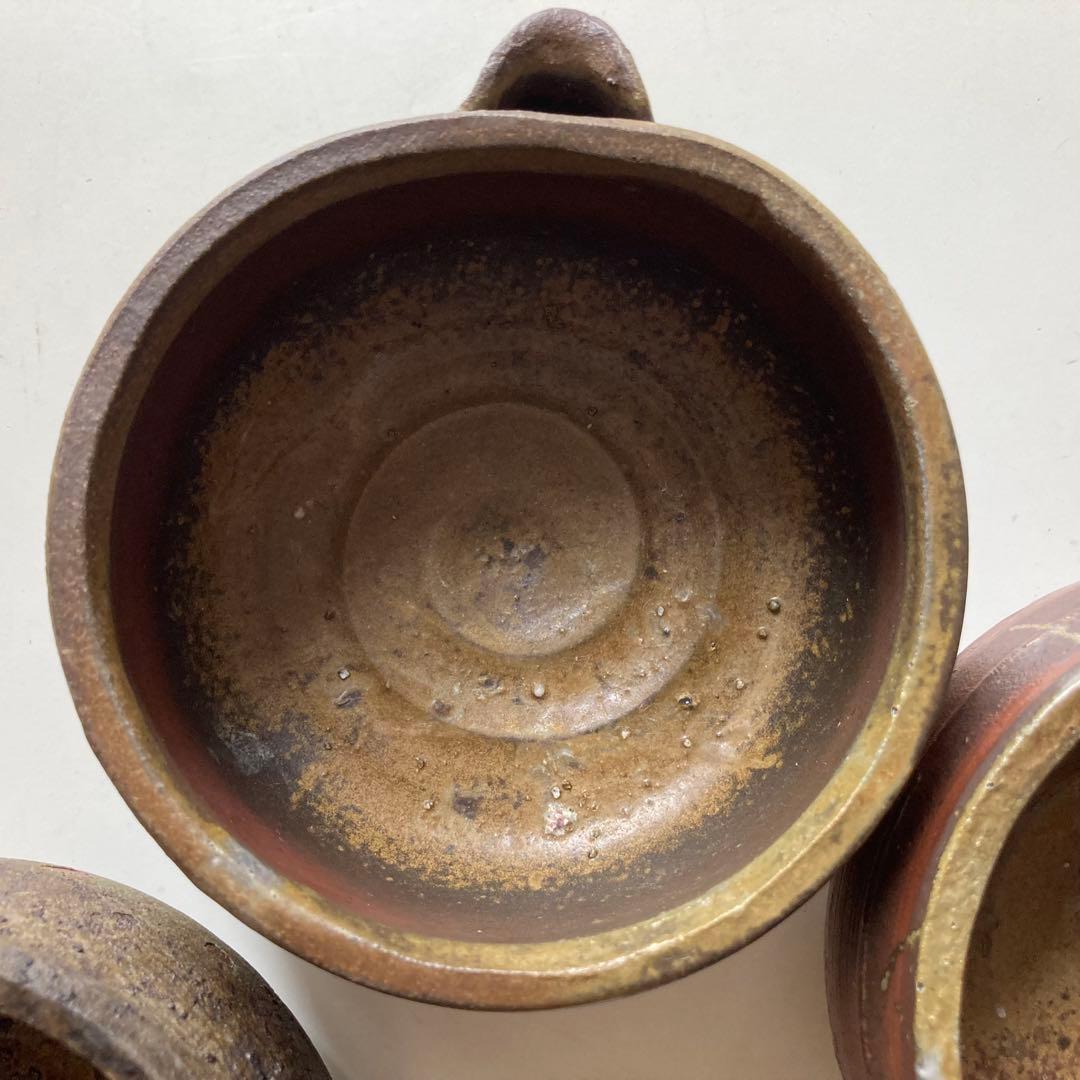 原田拾六 備前焼 向付 5客 共箱、陶歴、共布も5枚