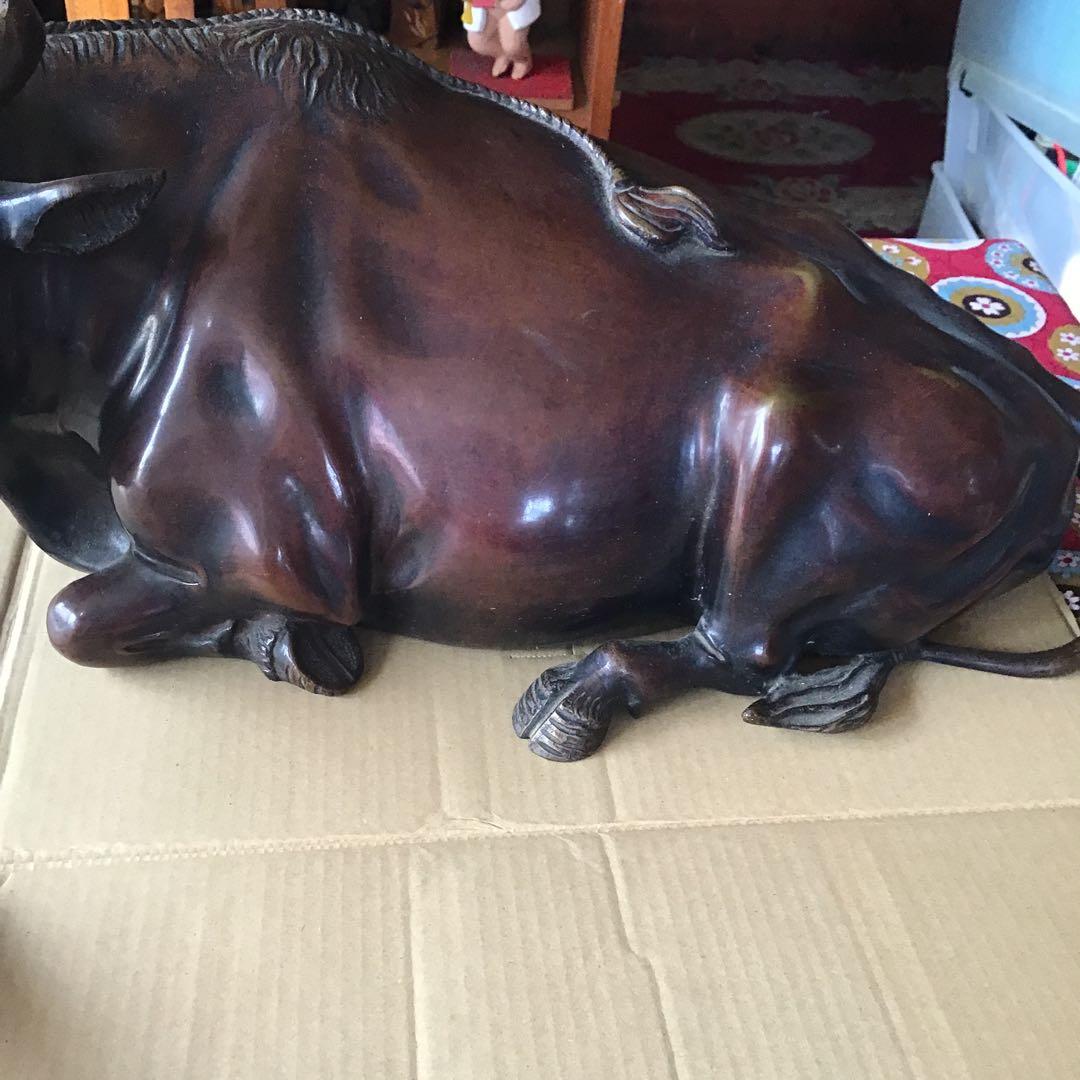 ブロンズ像 牛の像 18kg 置物 インテリア 真鍮 銅
