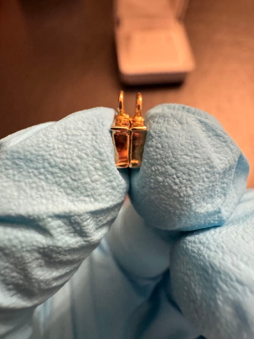 18 YG 2WAY D級ダイヤ0.2✖️2 ピアス 刻印あり