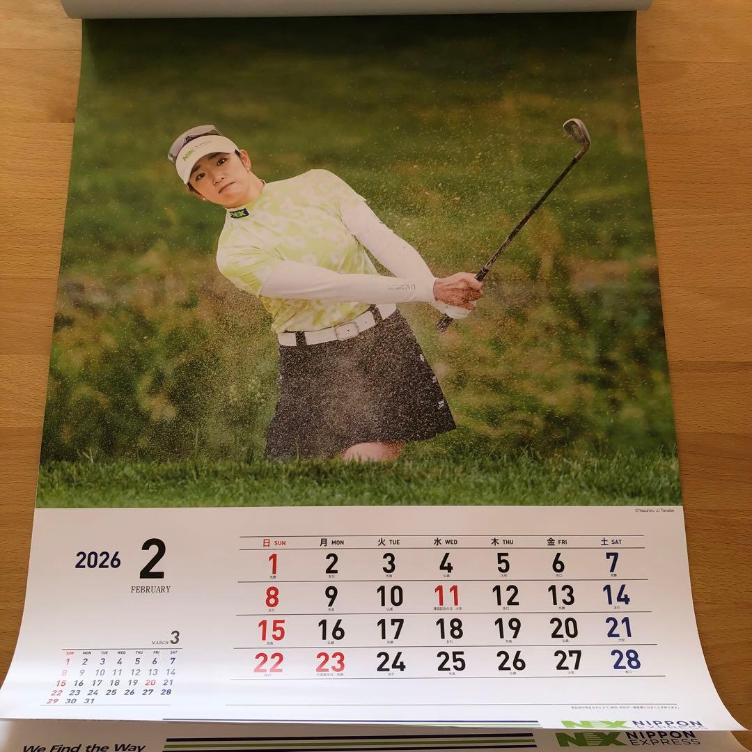 3点セット2026原英莉花ゴルフ壁掛けカレンダー 日本通運NX 非売品