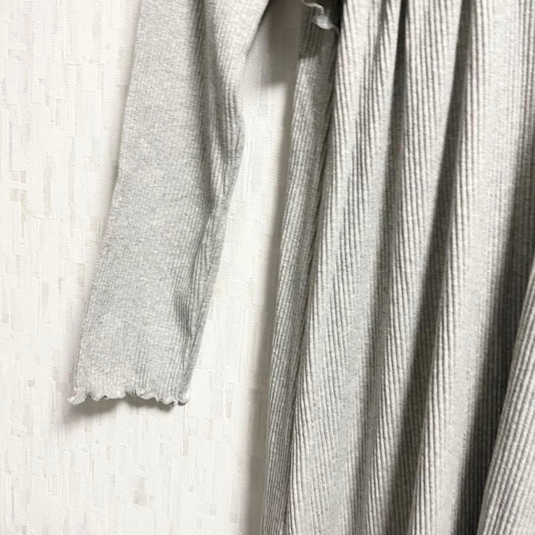 タグ付き ジェラートピケ　マタニティリブワンピース フリーサイズ グレー 長袖