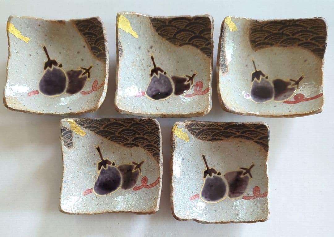 九谷焼 山本長左 皿揃（角皿5枚セット） 正規 品