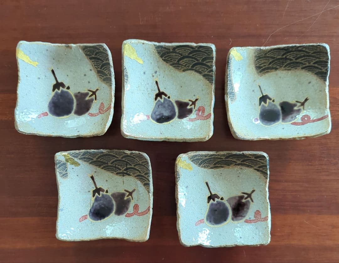 九谷焼 山本長左 皿揃（角皿5枚セット） 正規 品