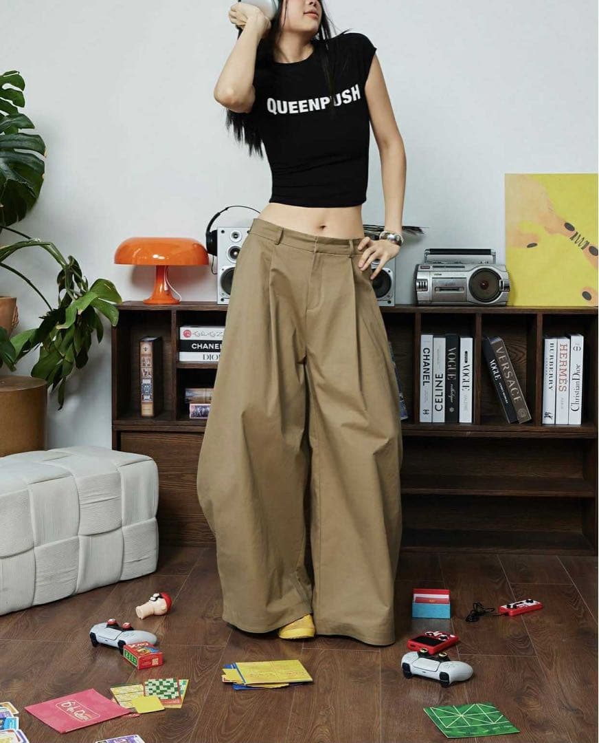 PUSH PUSH プッシュプッシュ ベージュ ワイドパンツ