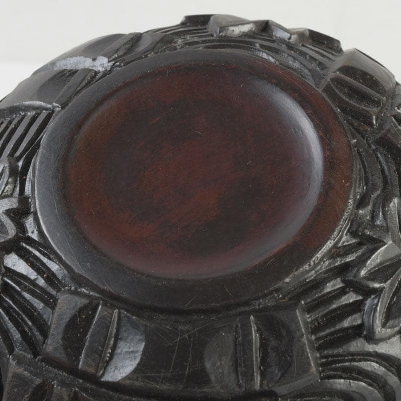 茶道具　鎌倉彫　花木文　香合　時代箱付　V　9611