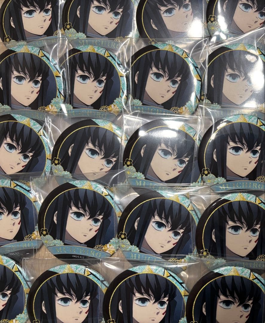 鬼滅の刃 時透無一郎 螺鈿風缶バッジ20点