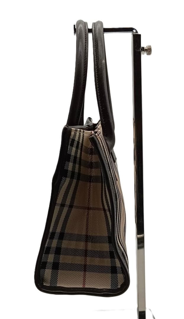 BURBERRY ノバチェック ハンドバッグ ダークブラウン×ベージュ系