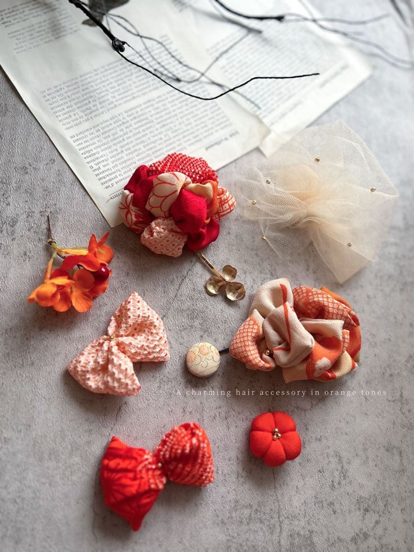 七五三　七五三髪飾り　ヘッドドレス　着物髪飾り　リメイク髪飾り　074