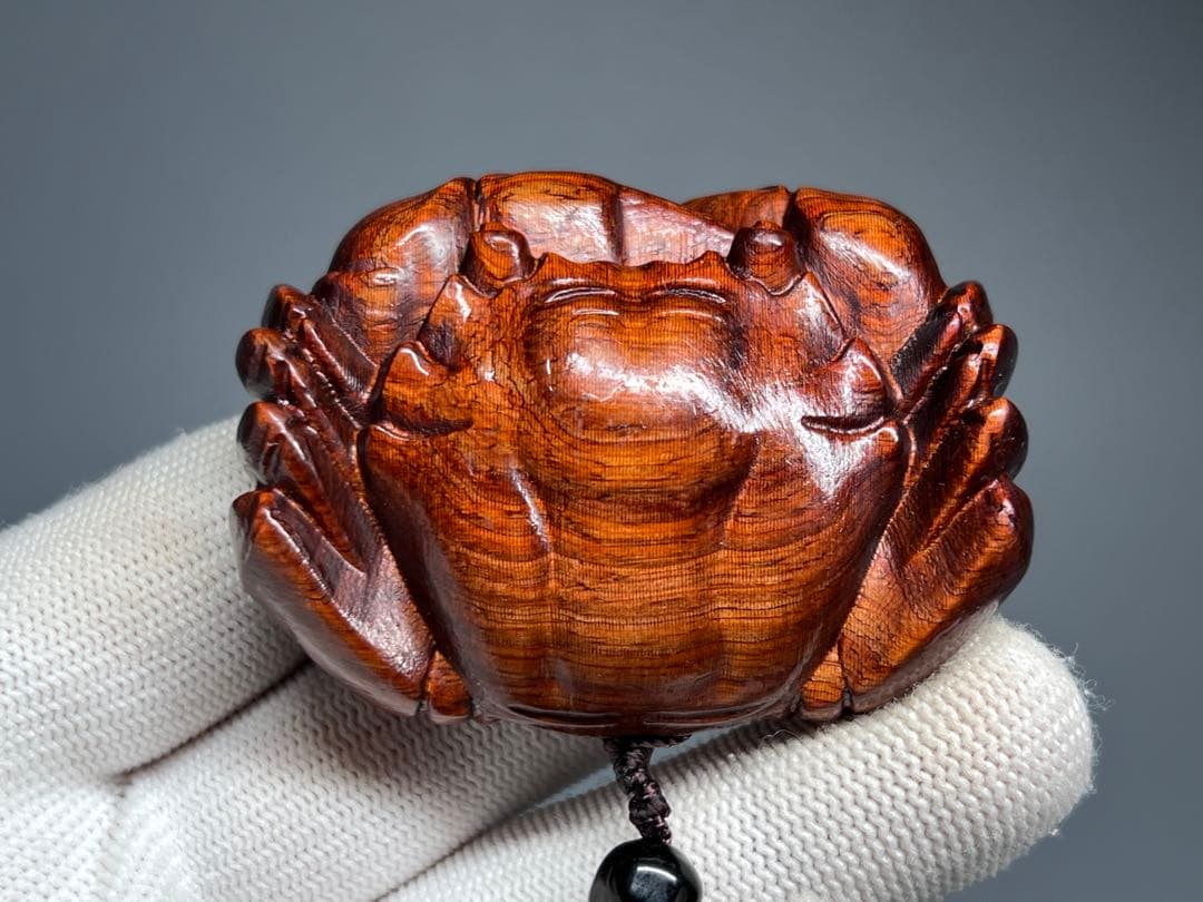 蟹 激安☆かに☆招財開運財運☆花梨木☆工芸品☆木彫☆木製 彫刻/置物