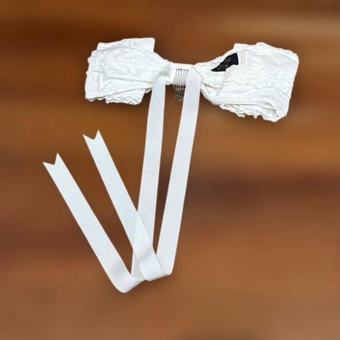 Dolly Ribbonヘッドドレス & 薔薇レースのハーフボンネット　オフ白